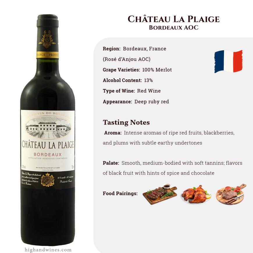 Château La Plaige Bordeaux AOC (100% Merlot)